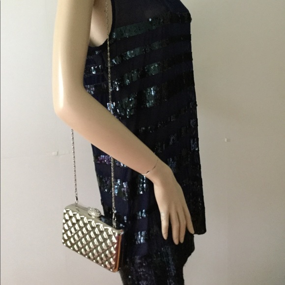 Natasha Couture Silver Crossbody / Clutch Box Bag - Picture 10 of 11